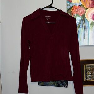 Banana Republic Women's Dark Red Button Down Shirt